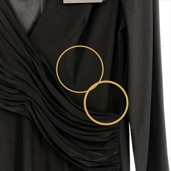 IEENA FOR MAC DUGGAL Jersey Gown 12 Black Long Sleeve Asymmetrical Ruched NWT - Picture 7 of 15